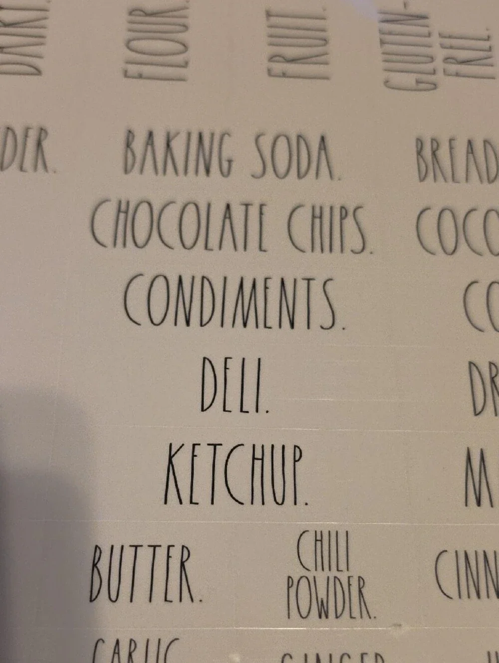 Rae Dunn Clear Organizing Labels with Black Text